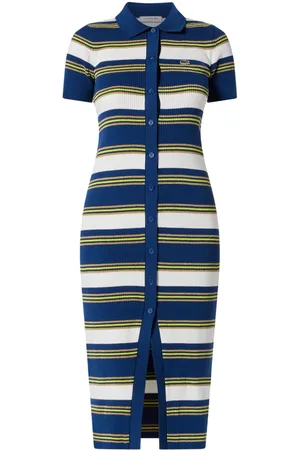 Lacoste Vestido midi con diseño tejido y motivo de rayas