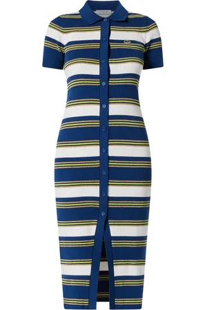 Lacoste Vestido midi con diseño tejido y motivo de rayas