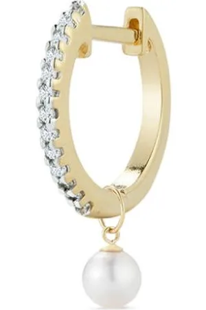 Mateo Arete en oro amarillo de 14kt con diamantes y perlas