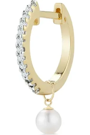 Mateo Arete en oro amarillo de 14kt con diamantes y perlas