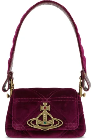 Vivienne Westwood Bolsa de hombro de terciopelo con placa Orb