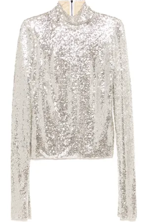 MATICEVSKI Top con cuello de tortuga y lentejuelas