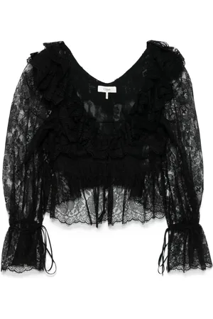Chloé Top corto de encaje con cuello en V