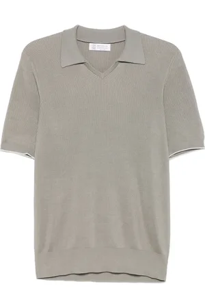 Brunello Cucinelli Playera tipo polo tejida de canalé