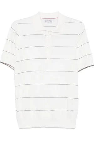 Brunello Cucinelli Playera tipo polo con rayas estampadas