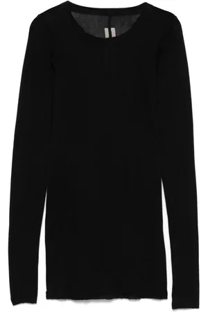 Rick Owens Playera de tejido fino de canalé manga larga