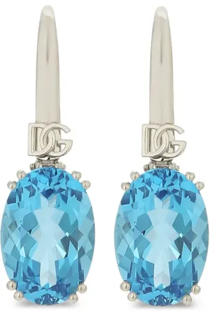Dolce & Gabbana Aretes Anna en oro blanco de 18kt con topacio