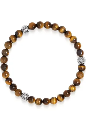 Nialaya Pulsera con cuentas de ojo de tigre y diamante de 6mm
