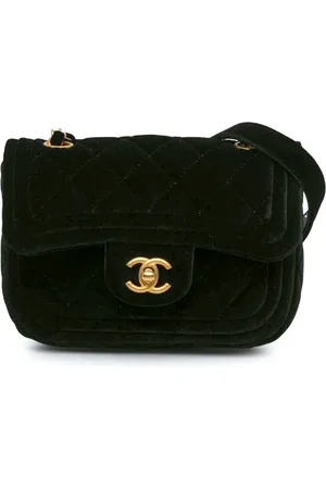 CHANEL Bolsa crossbody Mini Quilted Velvet Double Frame Flap 2021-2024