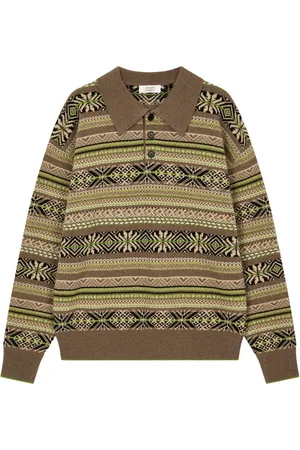 Studio Tomboy Playera tipo polo tejida en intarsia