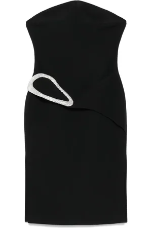 DAVID KOMA Vestido midi con hebilla de cristal