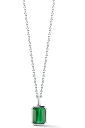 Mateo Collar Emerald Cut en plata de ley con malaquita