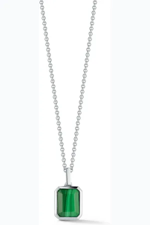 Mateo Collar Emerald Cut en plata de ley con malaquita