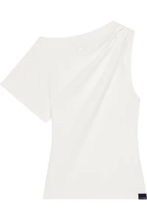 Courrèges Playera drapeada con diseño asimétrico