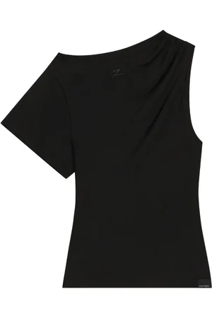 Courrèges Playera drapeada con diseño asimétrico