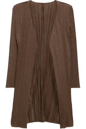 PLEATS PLEASE ISSEY MIYAKE Chamarra larga con diseño plisado