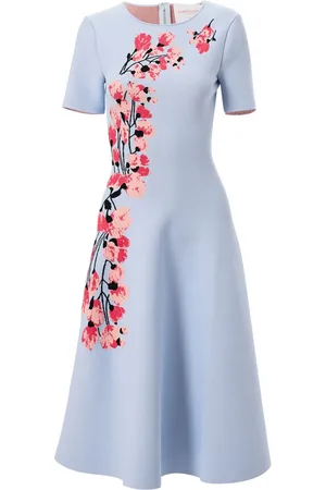 Carolina Herrera Vestido acampanado con motivo floral en jacquard
