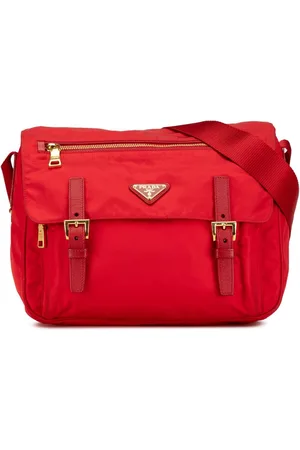 Prada Bolsa crossbody Saffiano Trimmed Tessuto Zip Double Buckle Messenger Bag 2013-2024