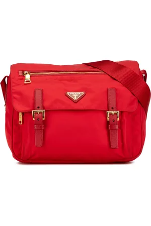 Prada Bolsa crossbody Saffiano Trimmed Tessuto Zip Double Buckle Messenger Bag 2013-2024