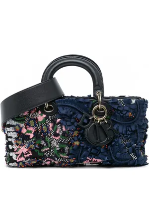 Dior Bolsa satchel Medium Beaded Ribbon Embroidered Floral Lady D Joy