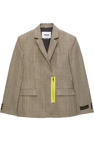 Msgm Blazer con estampado de cuadros príncipe de Gales