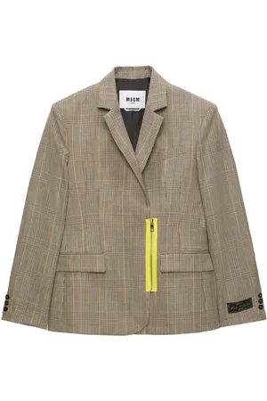 Msgm Blazer con estampado de cuadros príncipe de Gales