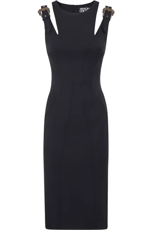 VERSACE Vestido midi con hebilla del logo