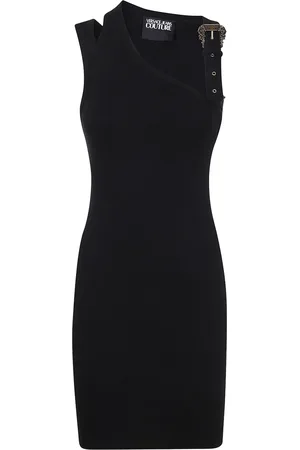 VERSACE Vestido midi con hebilla del logo