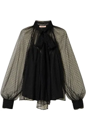 Twin-Set Blusa de tul con cuello