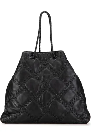 Bottega Veneta Tote Intrecciato Trimmed Leather Croisette Drawstring 2008