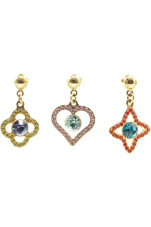 LOUIS VUITTON Aretes Crystal Eye Candy Fleur Heart Drop Earrings 2011