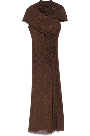 Self-Portrait Vestido midi con aberturas y detalles de strass