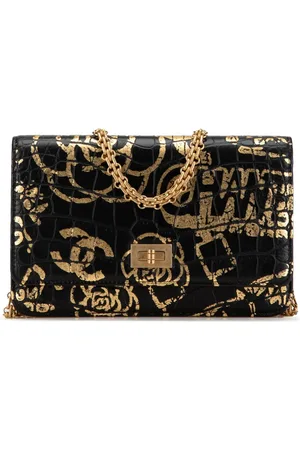CHANEL Bolsa crossbody Calfskin Crocodile Embossed Graffiti 2.55 Cocodile Reissue Wallet On Chain 2019