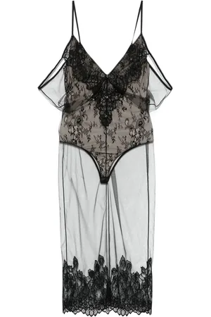 The Attico Vestido midi con capa de tul