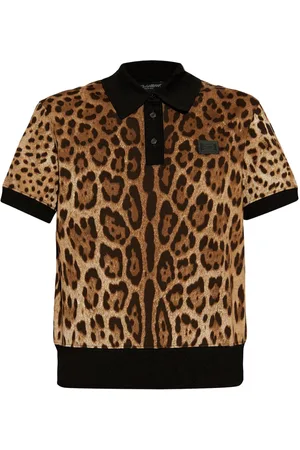 Dolce & Gabbana Playera tipo polo con estampado de leopardo