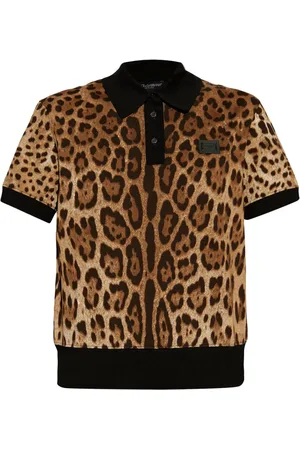 Dolce & Gabbana Playera tipo polo con estampado de leopardo