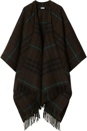 Burberry Capa con flecos y cuadros estampados