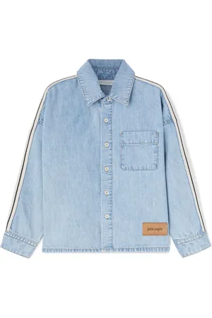 Palm Angels Camisa de tejido cambray con logo estampado