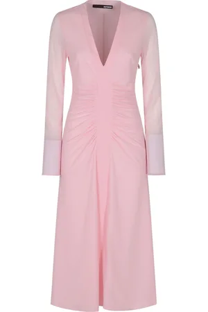ROTATE Vestido midi con detalle fruncido