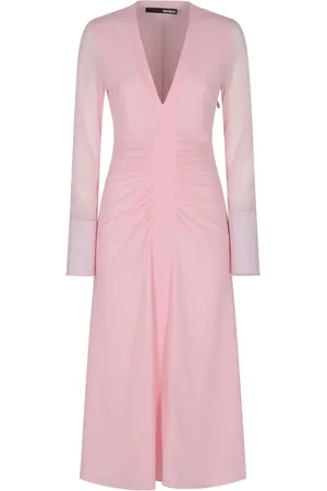 ROTATE Vestido midi con detalle fruncido