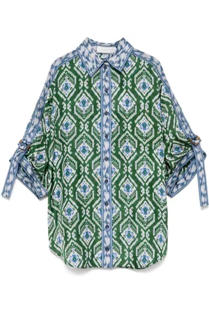 ZIMMERMANN Green Wylie Silk Relaxed Fit Shirt