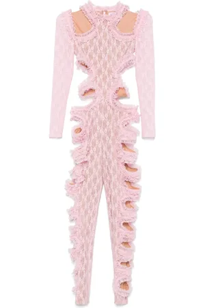 Self-Portrait Cut out-detail lace jumpsuit