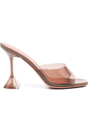 Amina Muaddi Mules Lupita Glass con tacón de 95mm