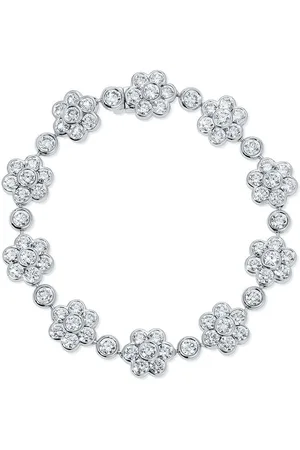 Anita Pulsera Flora en oro blanco de 18kt con diamantes