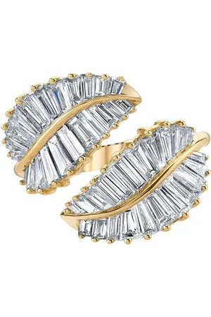 Anita Anillo Palm Leaf en oro amarillo de 18kt con diamantes
