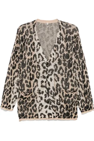 R13 Cárdigan con leopardo en jacquard