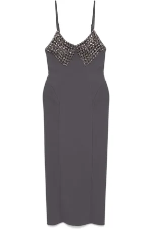 The Attico Vestido midi con detalles de cristal