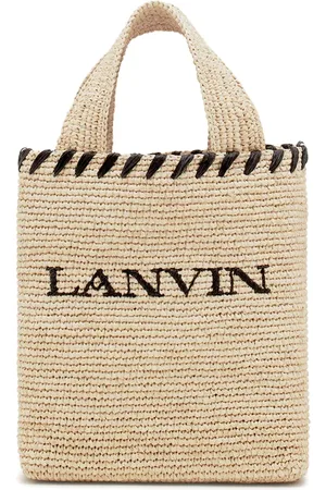 Lanvin Tote de rafia con motivo del logo