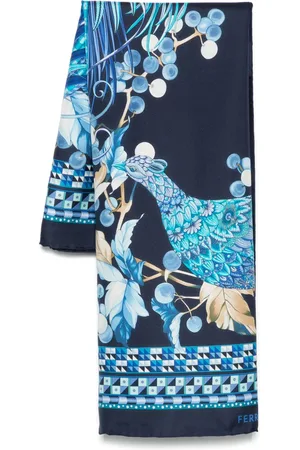 Salvatore Ferragamo Mascada con estampado de pavo real