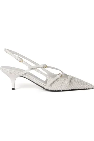 Miu Miu Zapatillas de tela con tira traseray tacón de 55mm